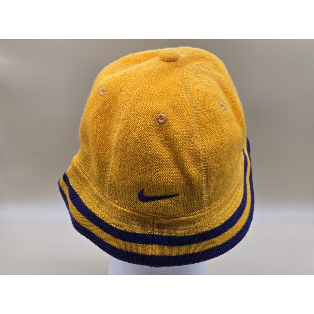 Vintage Nike Los Angeles Lakers Throwback Bucket Hat Yellow/Purple LA Lakers Cap - Picture 3 of 8